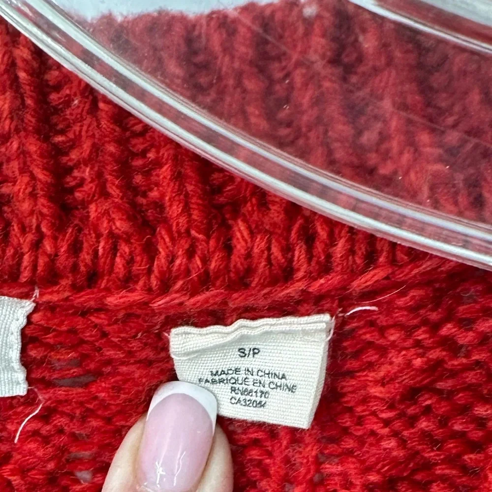 Sleeping on Snow Sweater Anthropologie Red Gray Ombre Knit Snap Small | H028